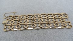 Monet Fantasy Link Bracelet Gold Tone Safety Chain 2 Wide Link 7.5″ Long Runway