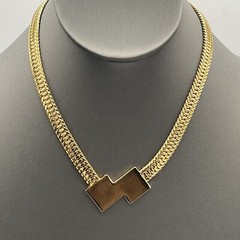 VTG Monte Square Geometric Gold Tone Chain Necklace With Clasp Extender
