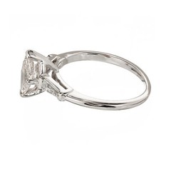 Vintage .69ct Faint Brown Marquise Diamond 14k Gold 2 Tapered Baguette Ring