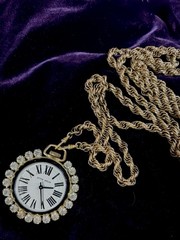 Vintage Huge Otto Grun Mechanical Pocket Watch 62” L. Rope Chain Not Running