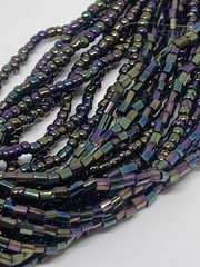 Vintage Oil Slick Iridescent Bead Torsade Necklace Statement Brass Boho Chic