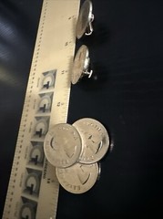 Vintage Queen Elizabeth II Coin Ear Rings & Brooch 1958 1959 Uncirculated