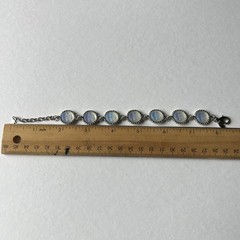 Vintage Kirk’s Folly Rare Retired Seaview Moon 7 Panel Silver Tone Link Bracelet
