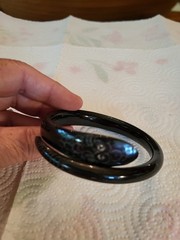 Antiqe Victorian buffalo carved enameled snake bracelet, estate