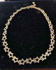14K Gold Filled Necklace Celestial Stars Links Luxury Pc Vintage 18” Spring Ring