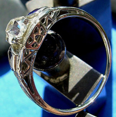 Original EARTH MINED DIAMOND Deco Engagement Ring Solid 18K WHITE GOLD Solitare