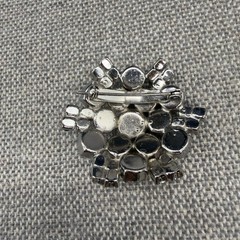 Vintage Brooch Domed Silver Tone Crystal Rhinestones 1.75 Inches