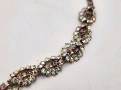 Vintage Light Purple Lilac & AB Rhinestone Necklace & Screwback Earrings Set