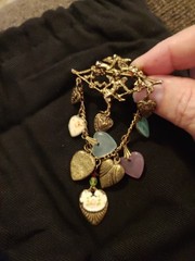 Romantic Valentine’s Vintage Brooch 10 Hearts Cherub Dangle Pin 2×3.5 Inches