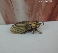 Solid Brass Copper Vivid Cicada Figurine Statue Pendant
