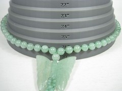 Vintage Jade Butterfly Necklace Jadeite Green Beaded 26 in Beaded Pendant Tassel