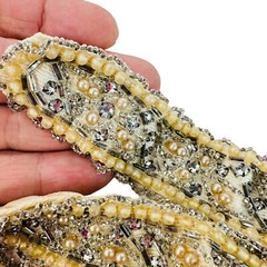 vtg beaded pieces from dresses w rhinestones pearls for crafts etc