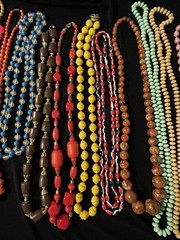 Vintage Beaded Necklace Lot (16) Neon Colors Glass Plastic Various Sizes Spacers