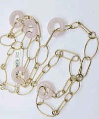 ETIENNE AIGNER Necklace Gold tone Pink Lucite Circle 36 in Over the head