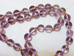 14K GOLD Beads 9mm Faceted Amethyst Crystal Beads Necklace, 14k gold clasp