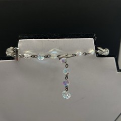 Vintage Art Deco Aurora Borealis 2 Strand Necklace, 14 Inch w/ 3 Inch Extender