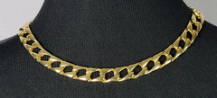 Gold Tone Square Link Chain Collar Necklace 17″ Fold Over Clasp