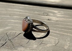 Vintage 925 Sterling Silver + Pink conch Shell Heart Southwestern Ring Sz 5.25