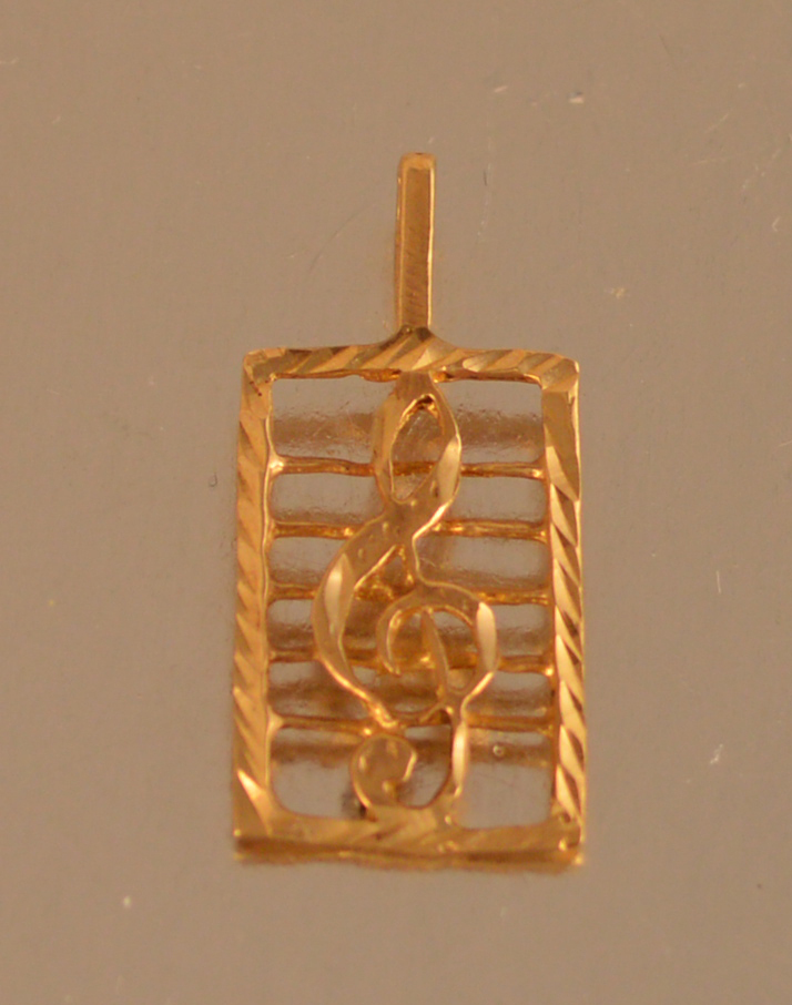 14k GOLD VINTAGE MUSICAL NOTE CHARM PENDANT (CH595)