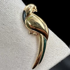 Vintage Bird Brooch Parrot Animal Pin GoldTone Modernist