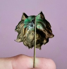Antique Vintage Brass DOG HEAD Stickpin Stick Pin