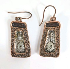 PREMIER DESIGNS Boho Tribal Copper Silver Tone Necklace Pierced Earrings Set VTG