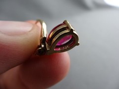 VINTAGE LA GILTED STERLING TEAR DROP RUBY SPINEL DANGLE PIERCED EARRINGS