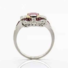 5Ct Vintage Art Deco Style Simulated Ruby Engagement 14K White Gold Finish Ring