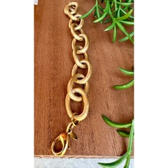Chunky Matte Gold Tone Link Bracelet | Textured Satin Finish | Signed RL China