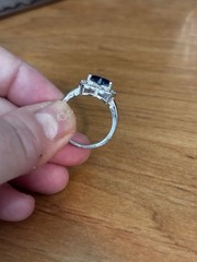 Vintage 925 Sterling Silver Blue Heart Ring With White Stone Halo Accents Size 8