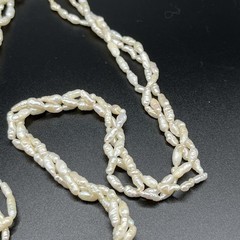 Vintage Freshwater Rice Pearl Necklace 3 Strand Twisted 28 in