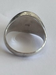 Vintage 925 Sterling Silver Engraved Signet Ring Leaf Floral Design Size 6.5