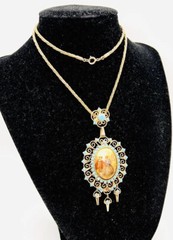 JULIANA Delizza & Elster Turquoise Rhinestone Transfer Necklace Vintage Jewelry