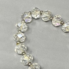 Vintage Aurora Borealis Crystal Glass Beaded Bracelet Stretch Faceted 6″