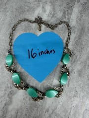Vintage Thermoset Necklace Teal Bright Jewelry 1950s 1960s Choker Statement