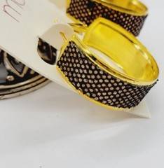Women’s Hoop Earrings Brown Sequin & Gold tone 1.25 in Chunky