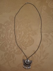 Vintage Silver Tone Boho Fringe Statement Pendant Necklace Tribal Ethnic Style