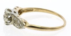 Ladies Vintage Diamond Engagment Ring in 14 Kt Yellow and White Gold