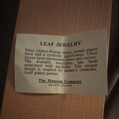 The Museum Company Eucalyptus Leaf Pin Gold Plated Pewter Gold MPN 800-54739
