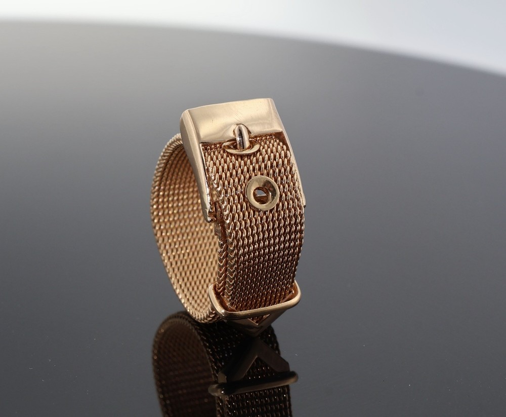 Vintage 18k Gold European Adjustable Size Buckle Ring Signed RAF 8 grams
