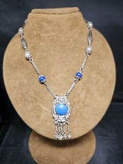 SILVER 800 TURQUOISE NECKLACE VINTAGE JEWELLERY COLLECTABLES GIFT