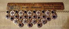 Burgundy Crystal Rhinestone Bib Statement Necklace Gold Tone 18-20″ Cocktail VGC