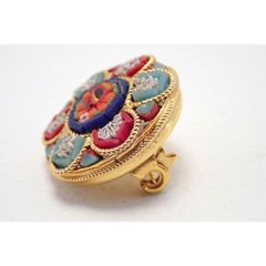 Vintage High Demand Signed Italy Micro Mosaic 2.25 cm Diameter Brooch