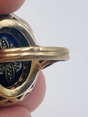 Antique Victorian 19k Gold & Sterling Silver Rose Diamond Enamel Flip Ring