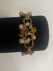 Camrose & Kross Jackie Kennedy JBK Amber And Pearl Floral/rope Link Bracelet