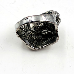 Vintage G&S WILD & FREE Eagle Biker Ring Size 13.5 Silver Tone a282