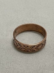 Vintage WM Wheeler Solid Copper Signed Aztec Print Fashion Band Ring 11.5