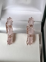 Vintage 1990-s 14 Ct Rolled Gold Pink Topaz Zircons Earrings-Hallmarked 585 RG
