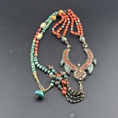 Vintage Turquoise, Coral Tibetan Nepali Beaded Handmade Necklace