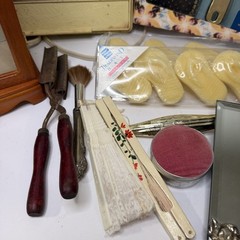Assorted Vintage & Classic Vanity Bundle Wooden Jewelry Armoire Brushes Mirrors